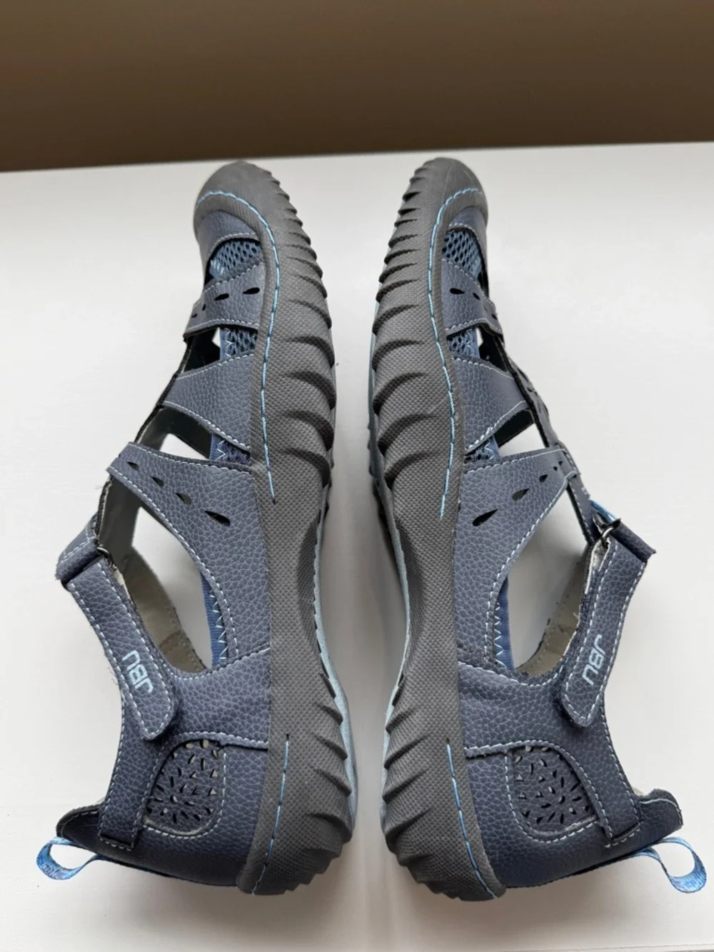 JBU Size 9 Mary Jane Sandals Gray Blue Comfort Memory Foam Casual Travel - Picture 4 of 8